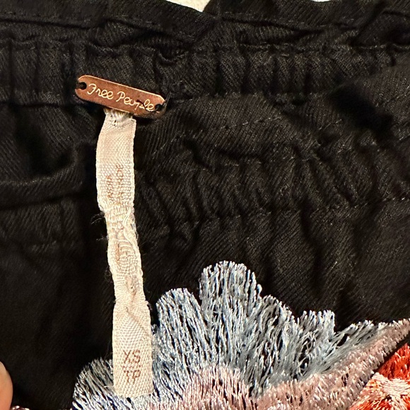 Free People Fleur Du Jour Black Floral Embroidered Off Shoulder Dress XS - Picture 11 of 12